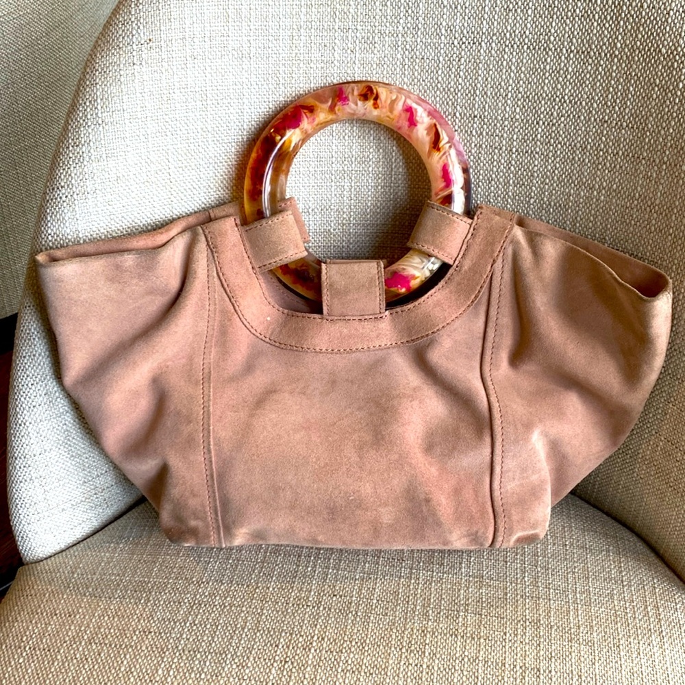 Suede Anthropologie pale pink purse